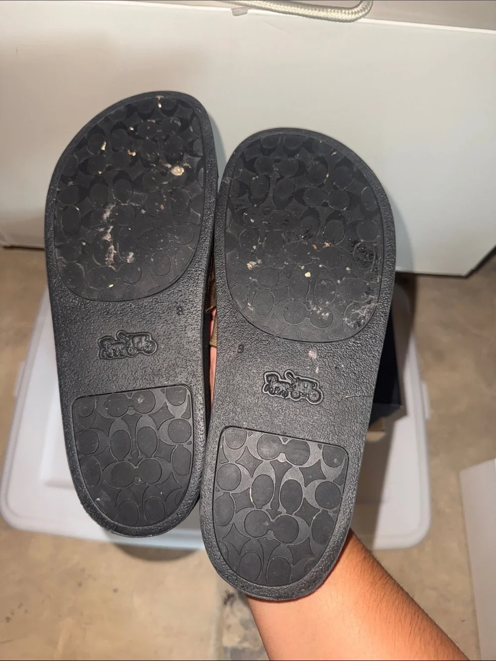 Coach Designer Udele Brown Black Monogram Logo Signature Slide Sandals Women 8